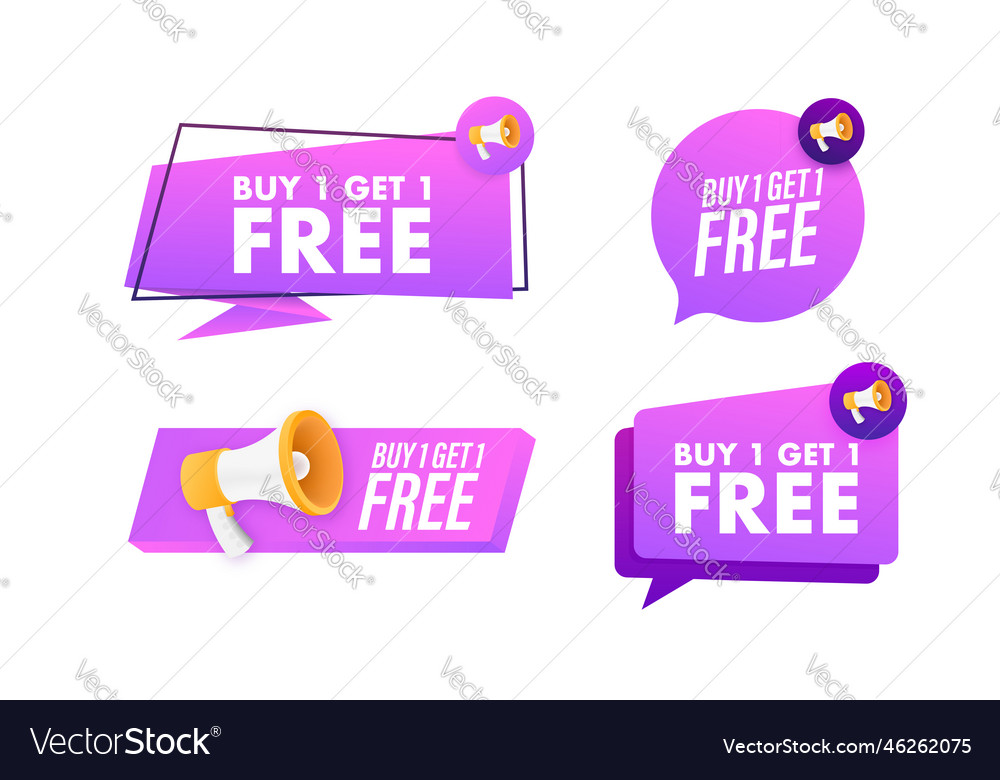 Megaphone Label Set With Text Buy 1 Get Free Vector Image Megaphone Label Set With Text Buy 1 Get Free Vector Image