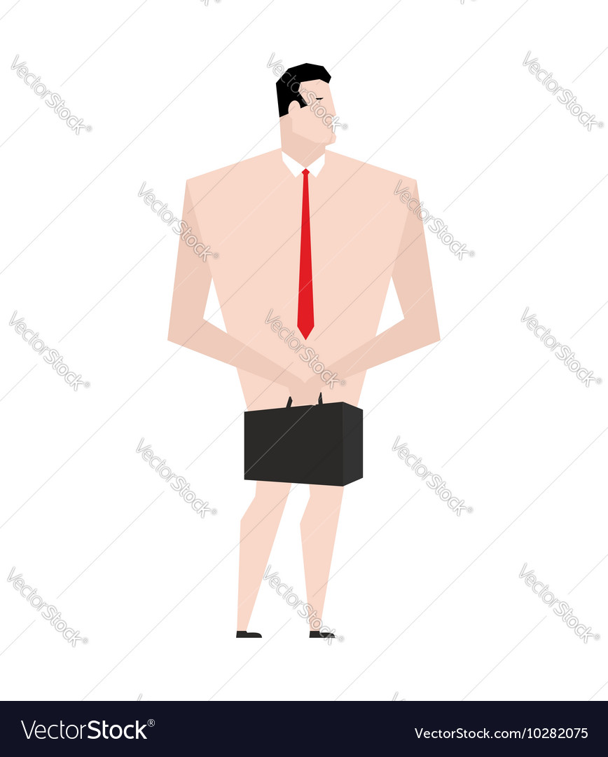 Naked businessman man in tie and shoes bankrupt Vector Image