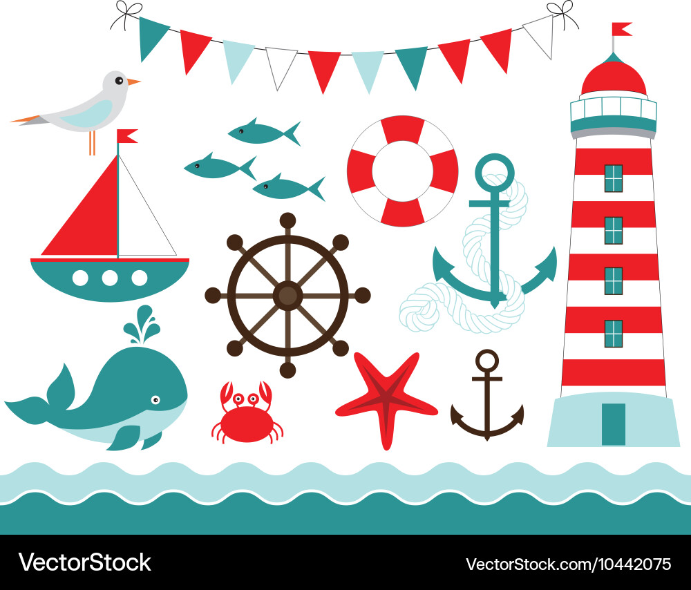 Nautical set Royalty Free Vector Image - VectorStock