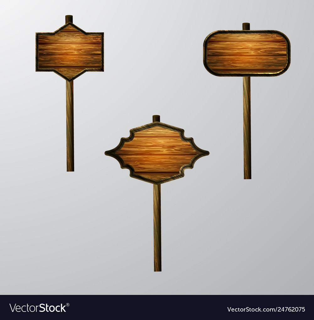 Wooden blank cartoon sign board Royalty Free Vector Image