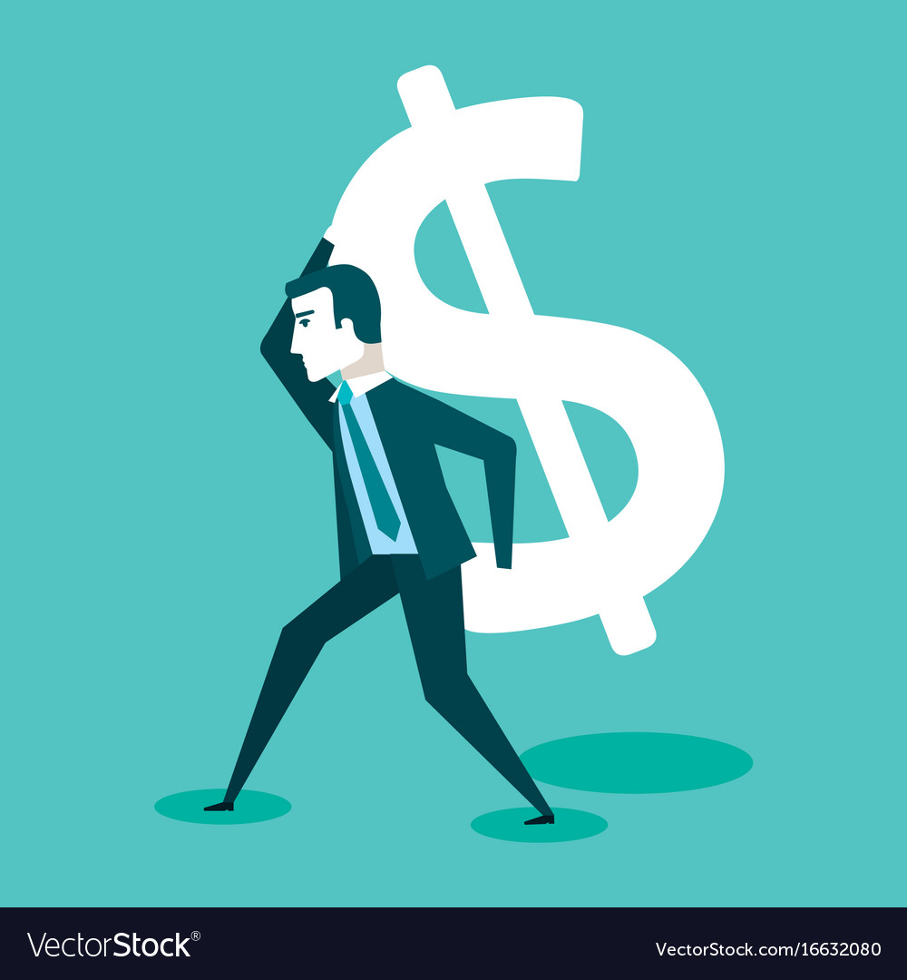 Business man carrying dollar sign money finance Vector Image