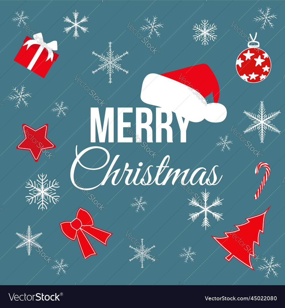 Christmas card with gifts snowflakes Royalty Free Vector