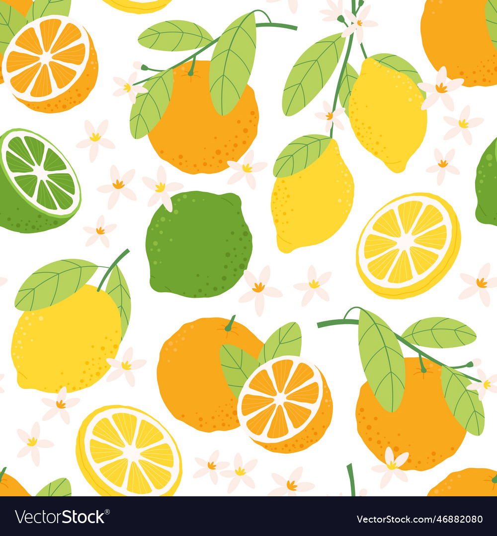 Citrus lemon seamless pattern print oranges