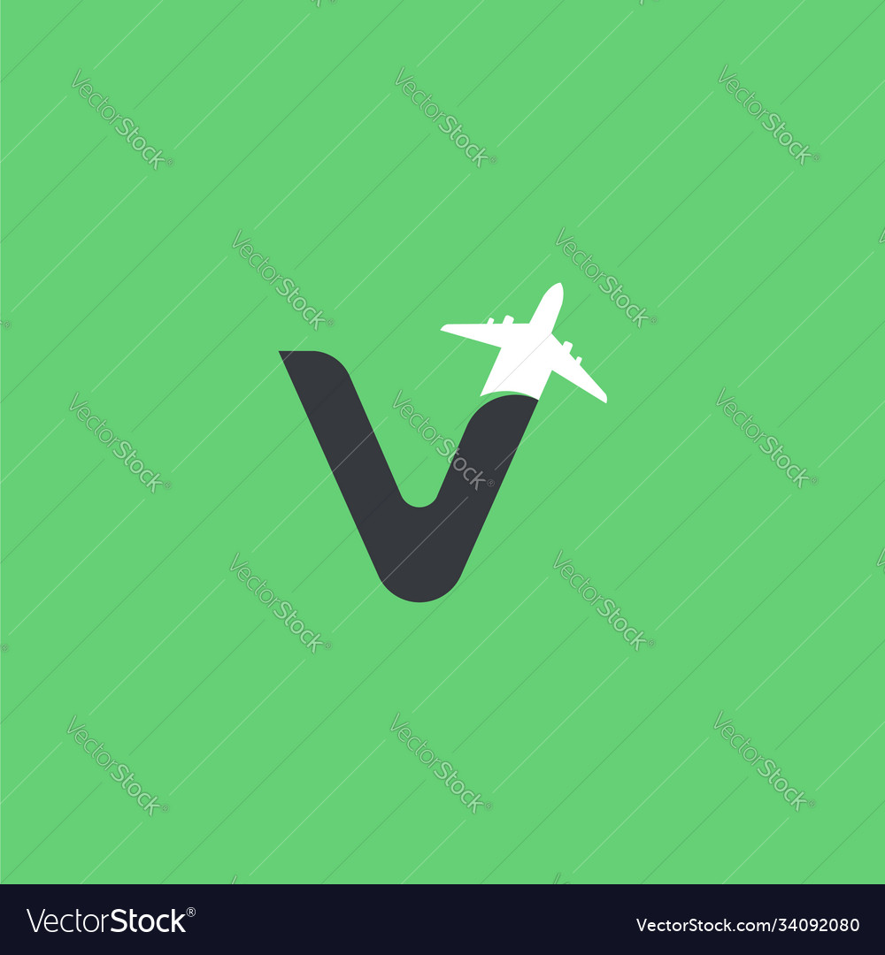 Flat modern v initial travel logo designs concept Vector Image