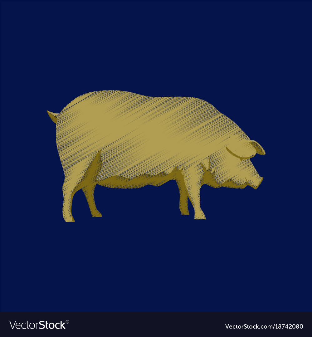 Flat shading style icon pig Royalty Free Vector Image