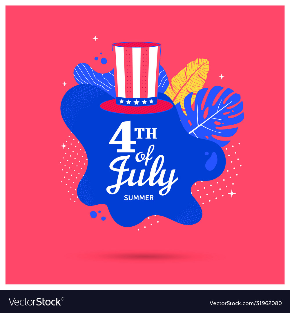 Fourth july holiday banner with hat and shape vector image Fourth july holiday banner with hat and shape