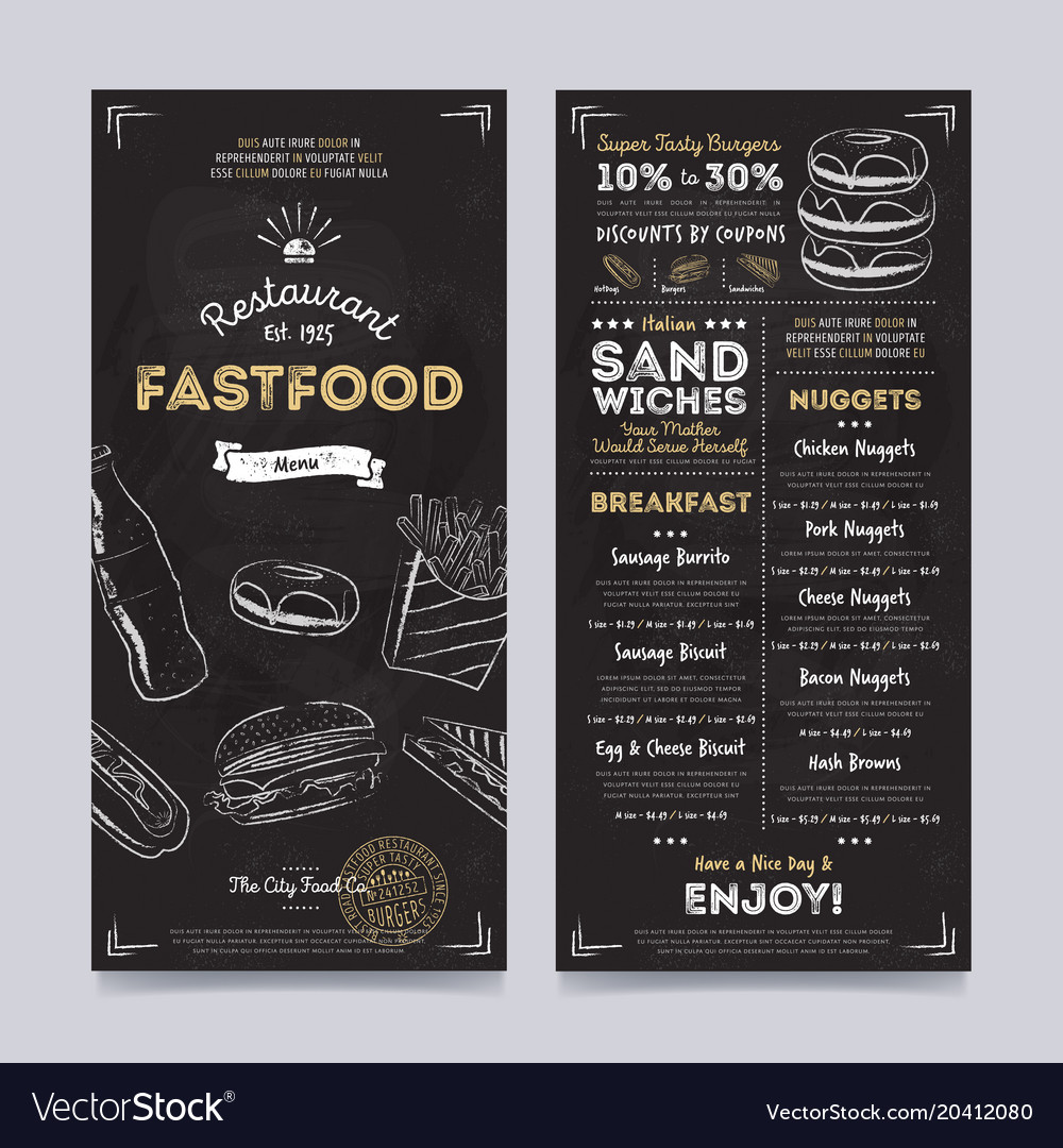  Restaurant  cafe  menu  template design  Royalty Free Vector