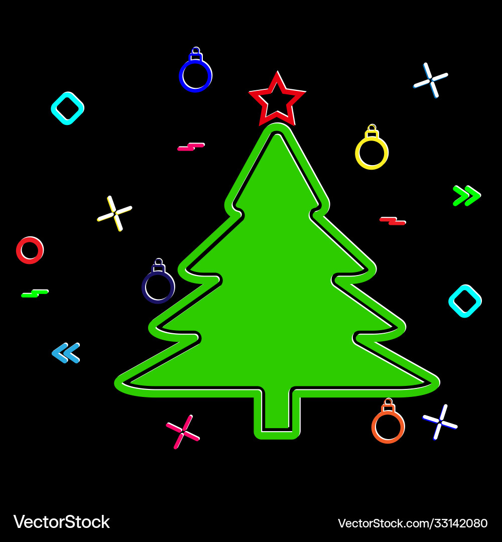 Silhouette a christmas tree and festive tinsel Vector Image