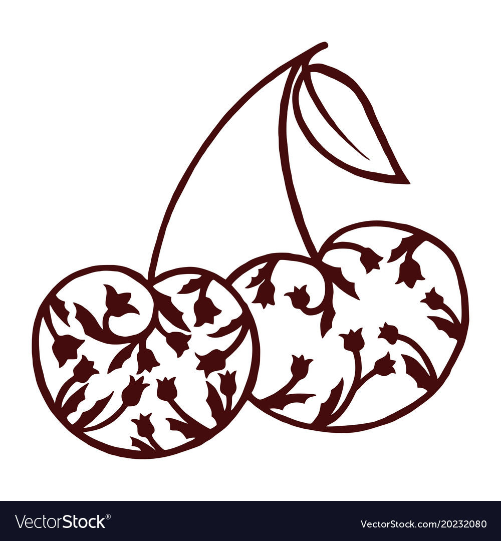 Zen Doodle Cherry Royalty Free Vector Image - Vectorstock