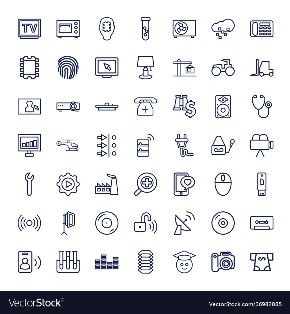 49 technology icons Royalty Free Vector Image - VectorStock