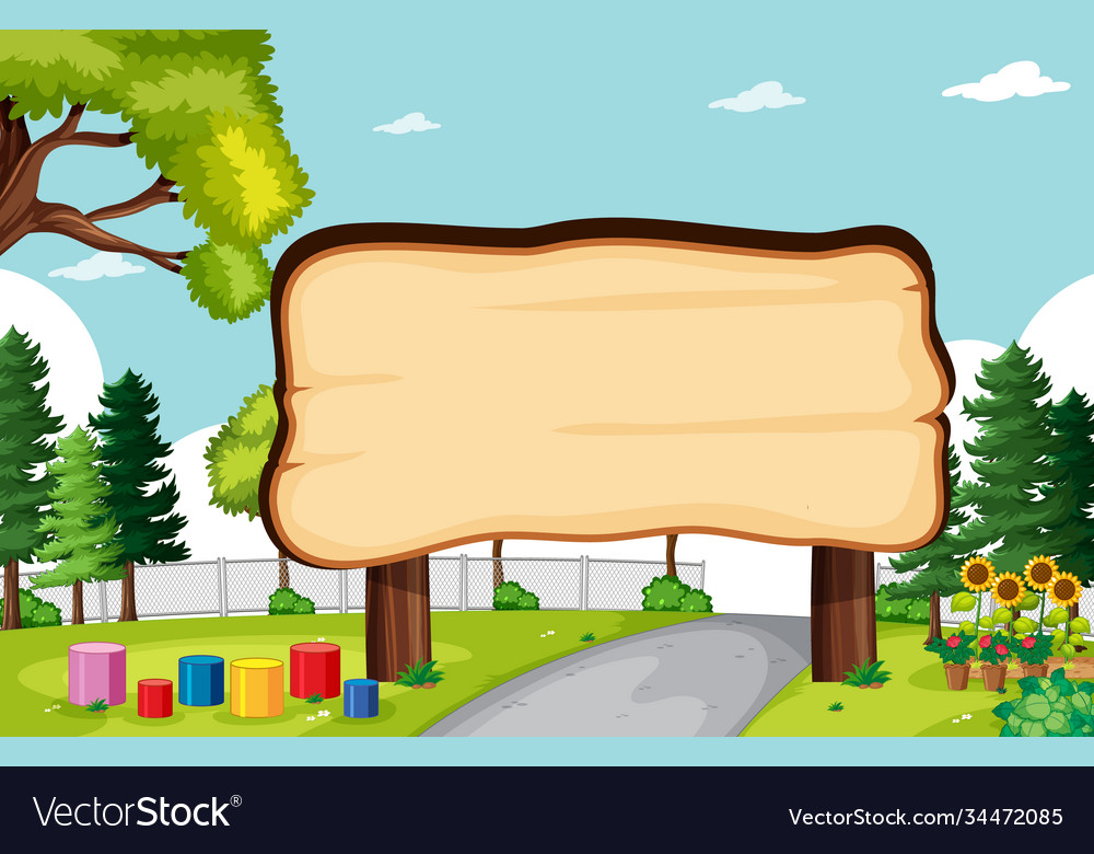 Empty Banner Board In Nature Park Scenery Vector Image