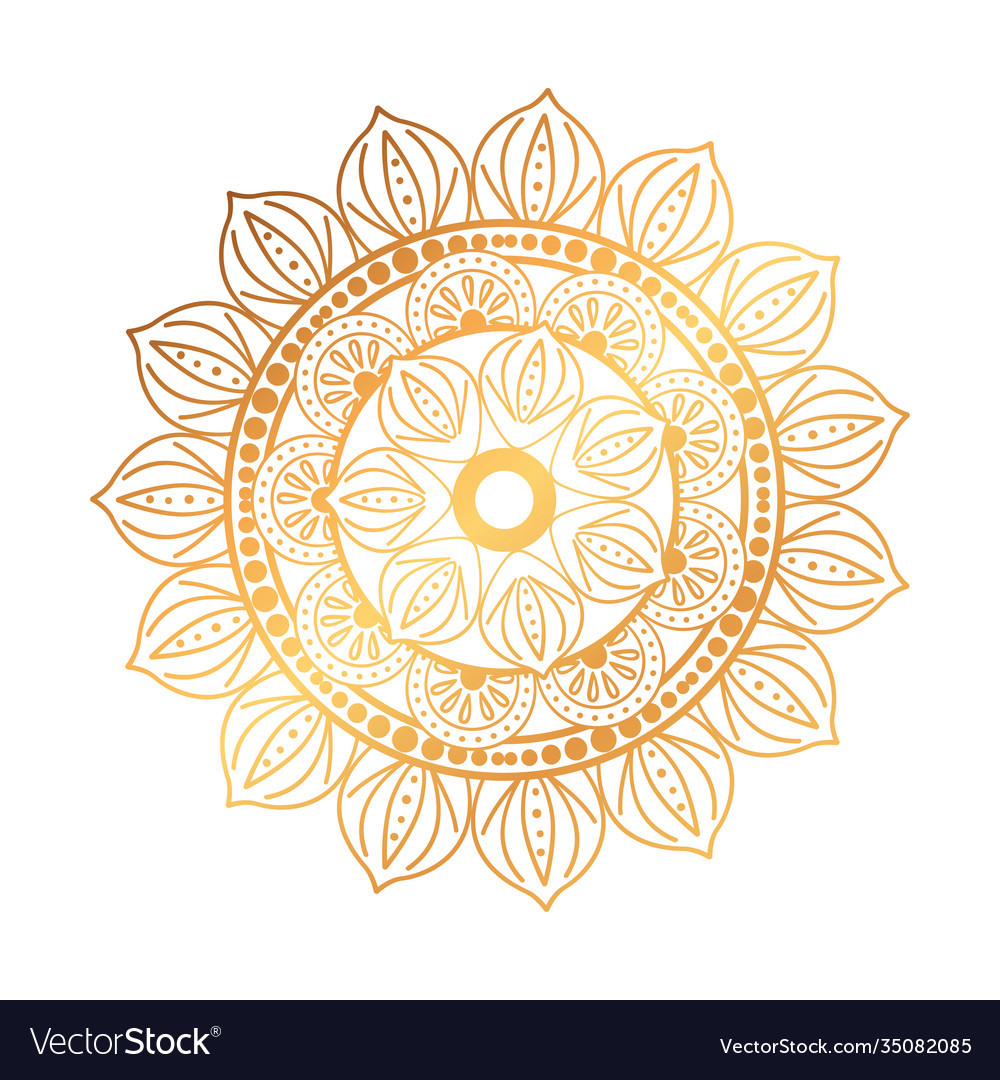 Golden ethnic mandala decoration icon Royalty Free Vector