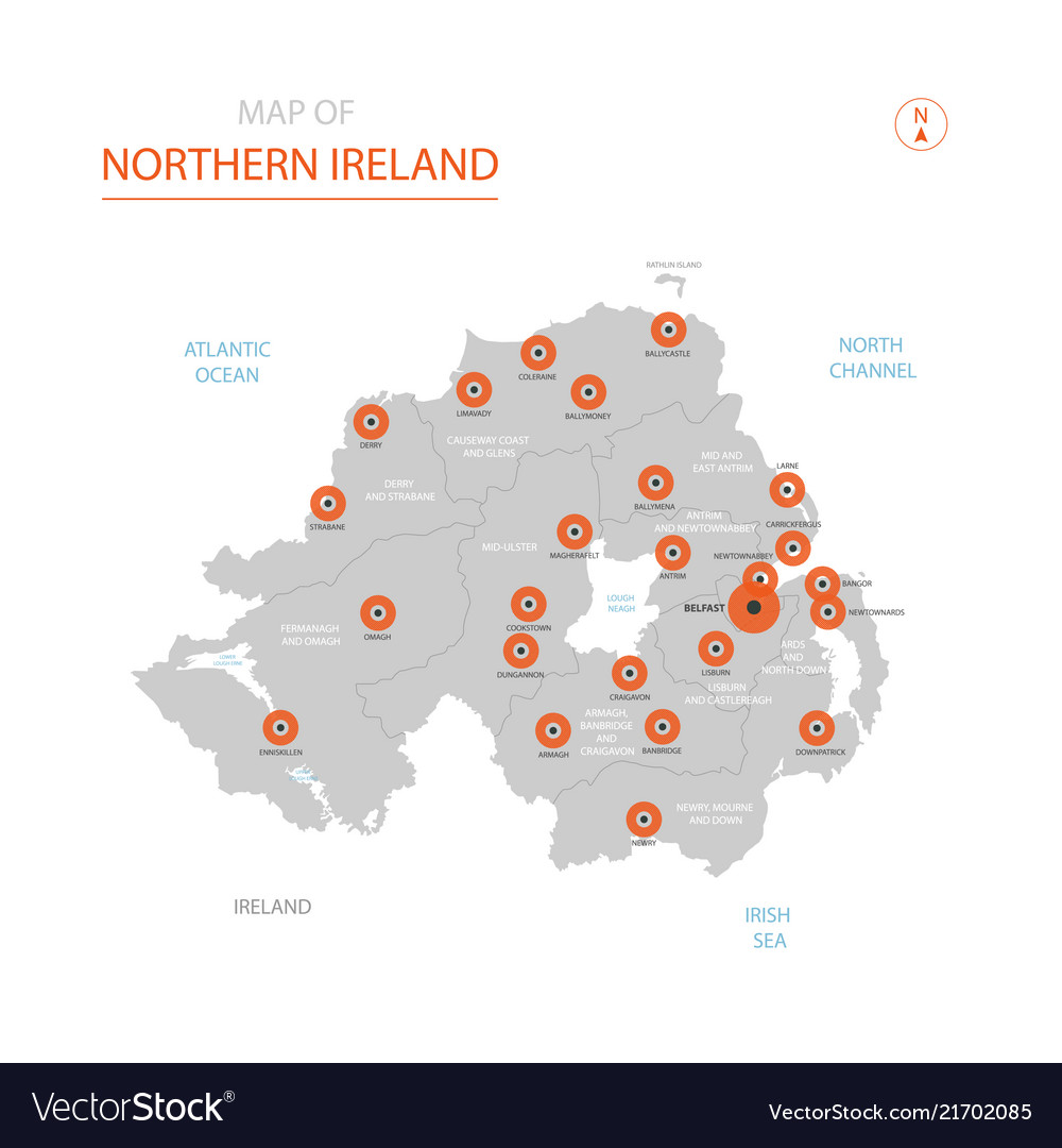 Northern ireland map with administrative divisions