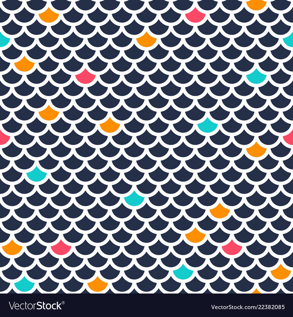 Seamless fish scale pattern ornament of repeating vector image Seamless fish scale pattern ornament of repeating