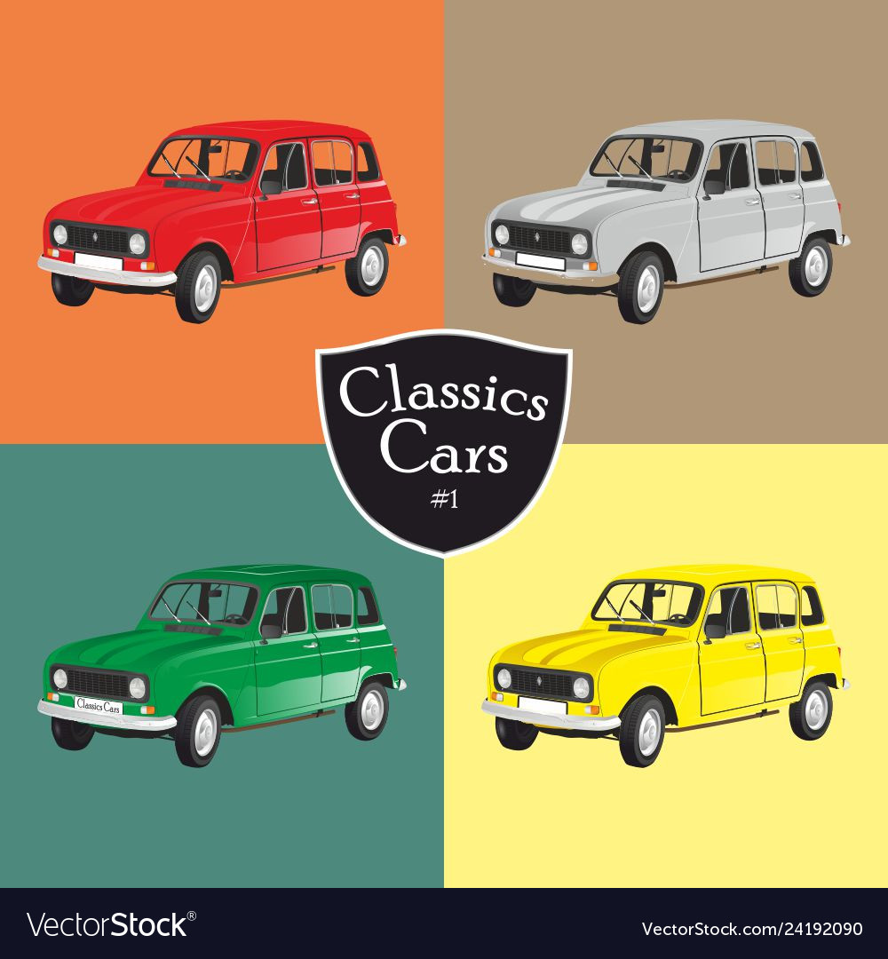 Classic car renault 4 ilustration Royalty Free Vector Image