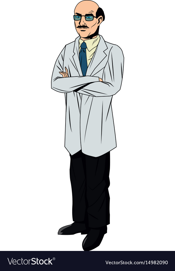 Doctor male bald glasses and coat tie clothes Vector Image