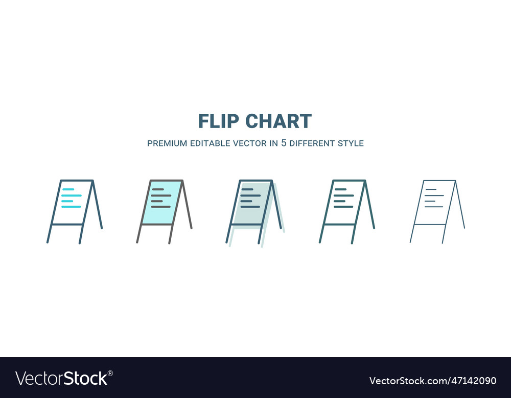 Flip chart icon in 5 different style outline Vector Image