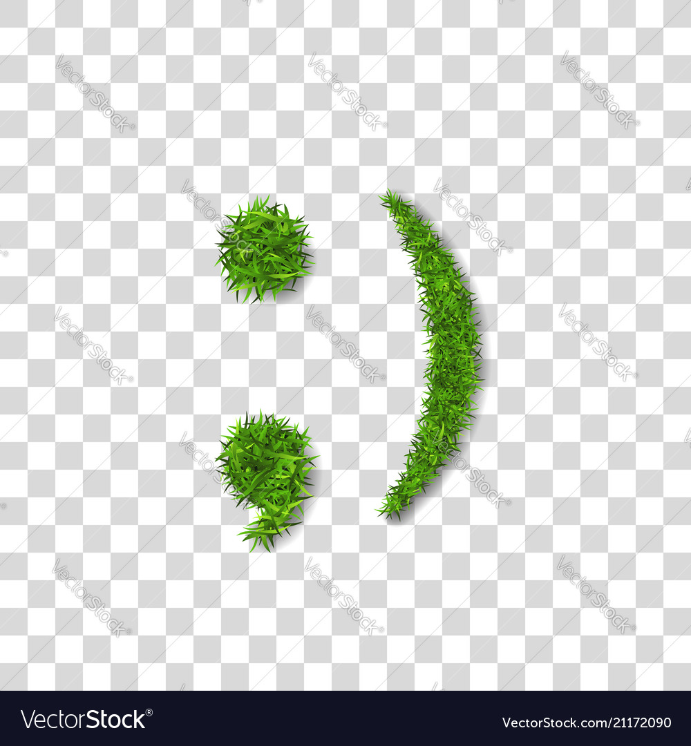 Green grass wink smile 3d smiley grassy emoticon Vector Image