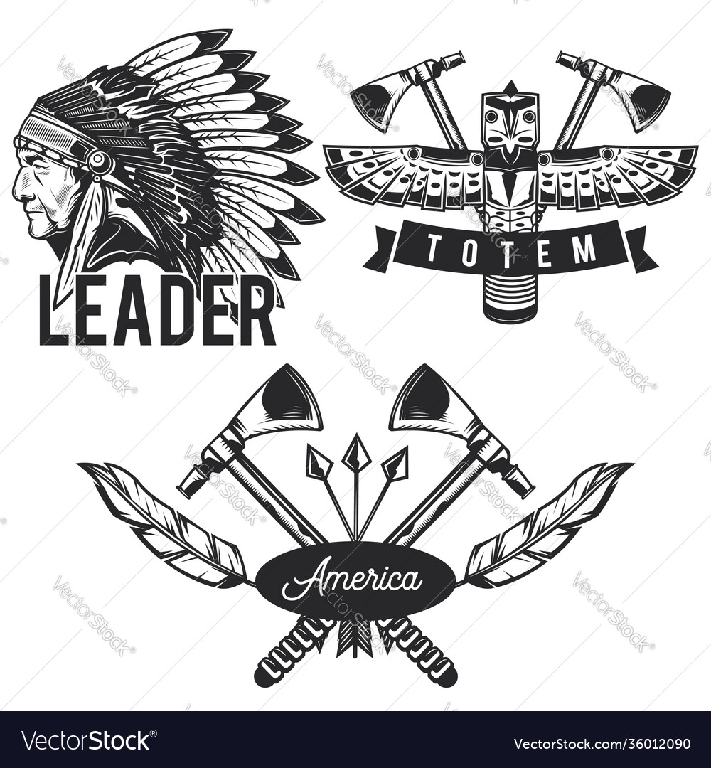 Set indian emblems labels badges logos Royalty Free Vector