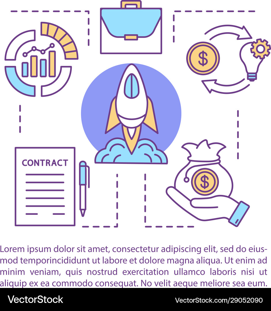 Startup concept linear Royalty Free Vector Image