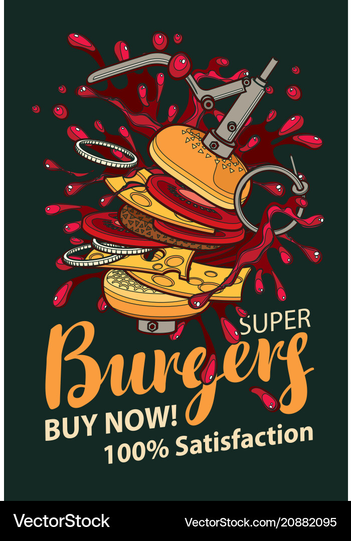 Banner With Super Burger In Retro Style Royalty Free Vector