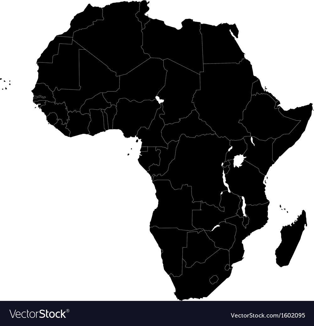 Black Africa map Royalty Free Vector Image - VectorStock