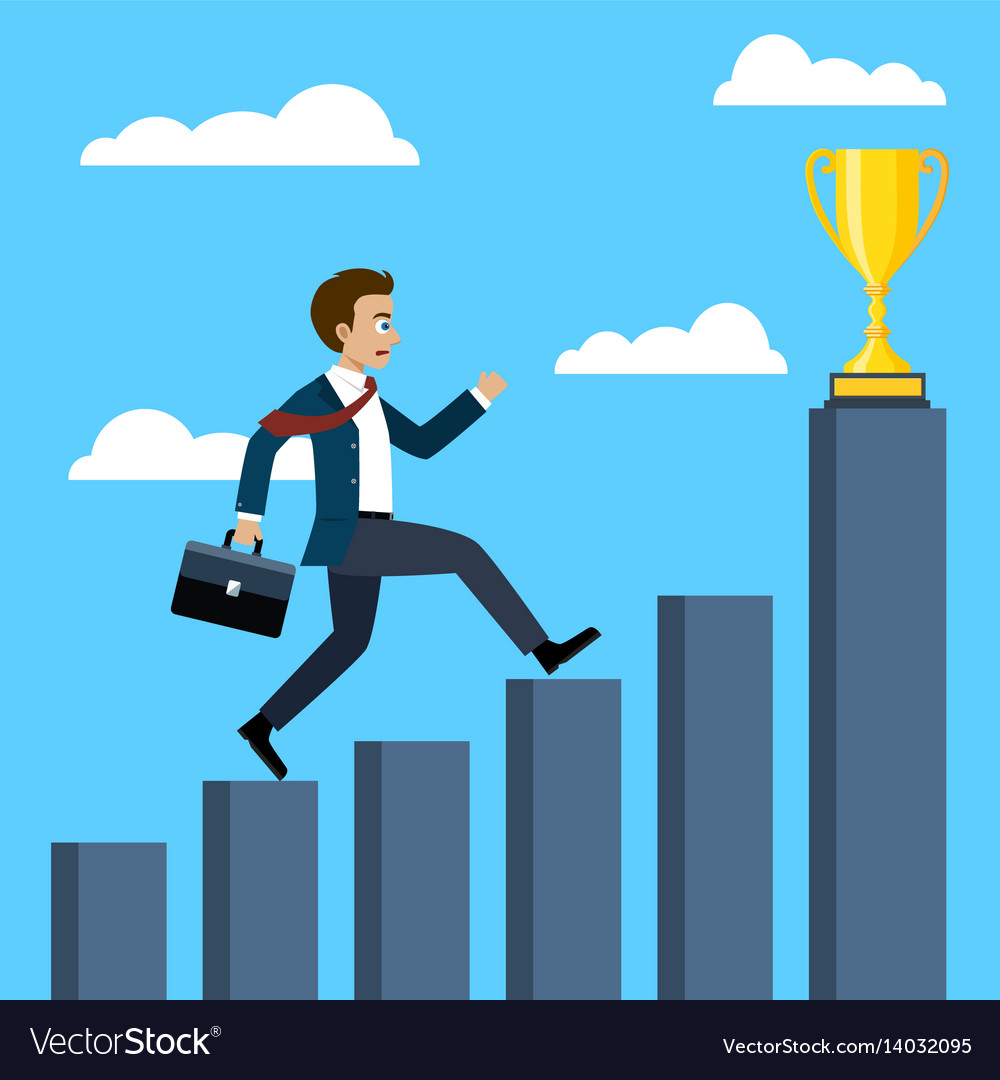 Businessman running to the trophy Royalty Free Vector Image