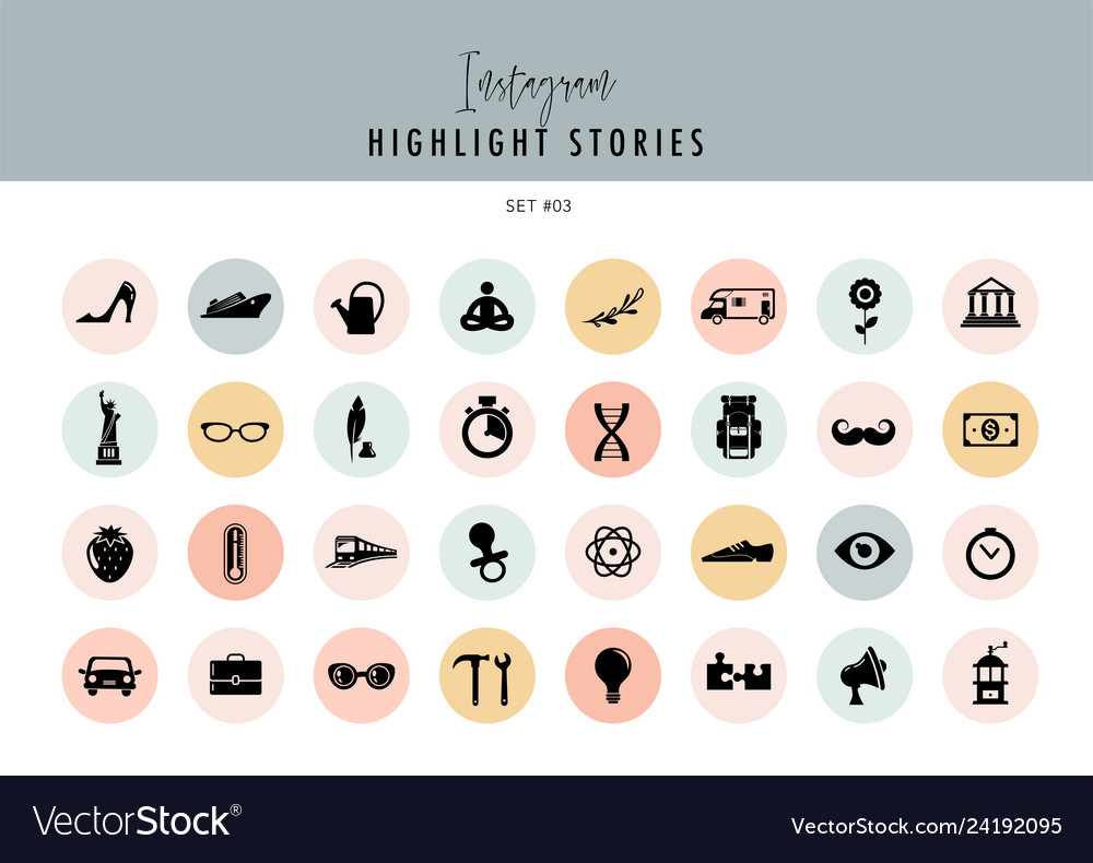 Instagram Highlights Stories Covers Icons Vector Image