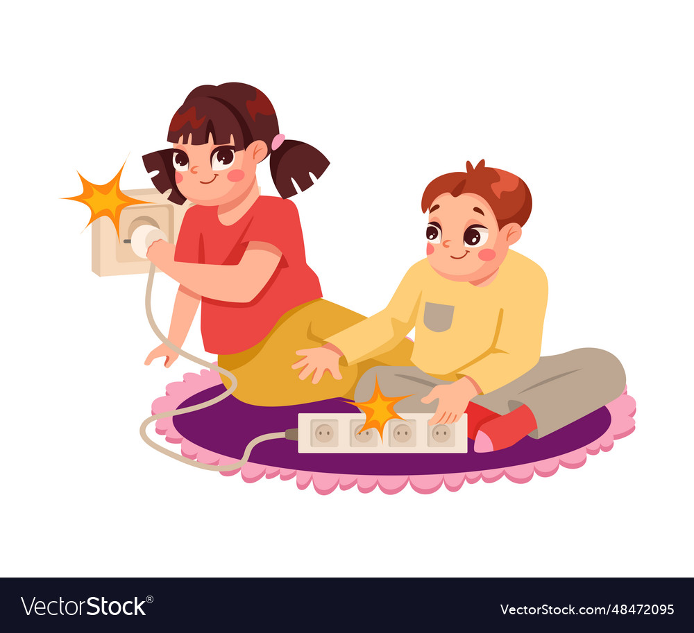 Little kids in dangerous situations playing Vector Image