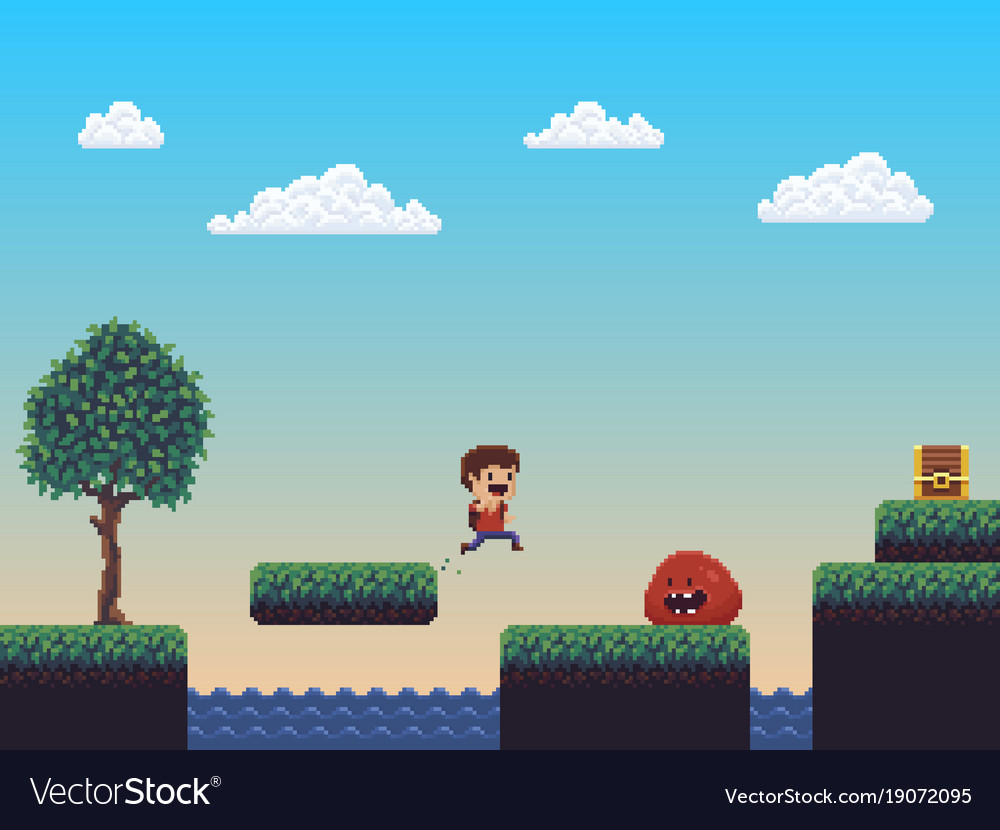 Pixel art scene Royalty Free Vector Image VectorStock