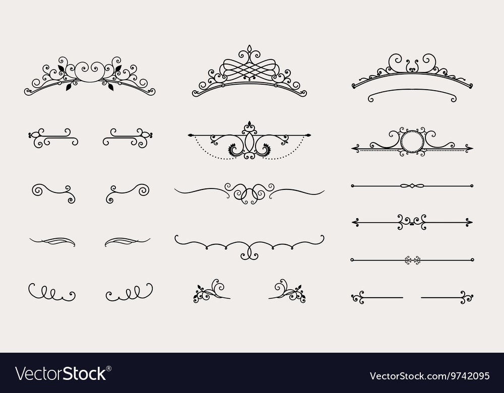 Set of headers and border elements Royalty Free Vector Image