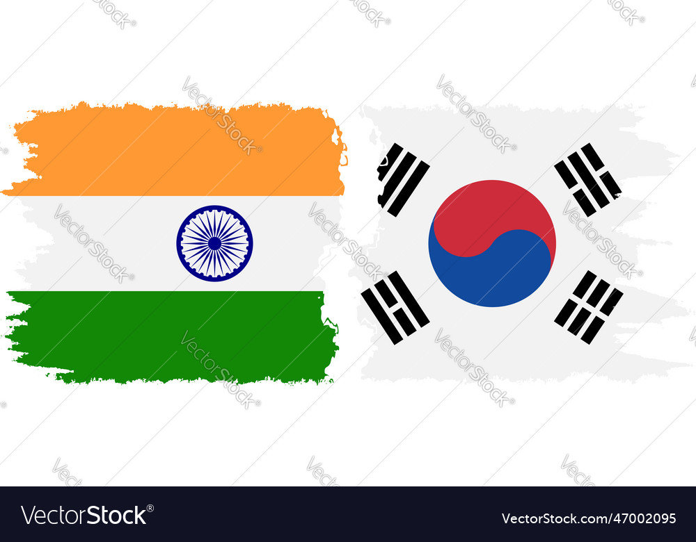 South korea and india grunge flags connection