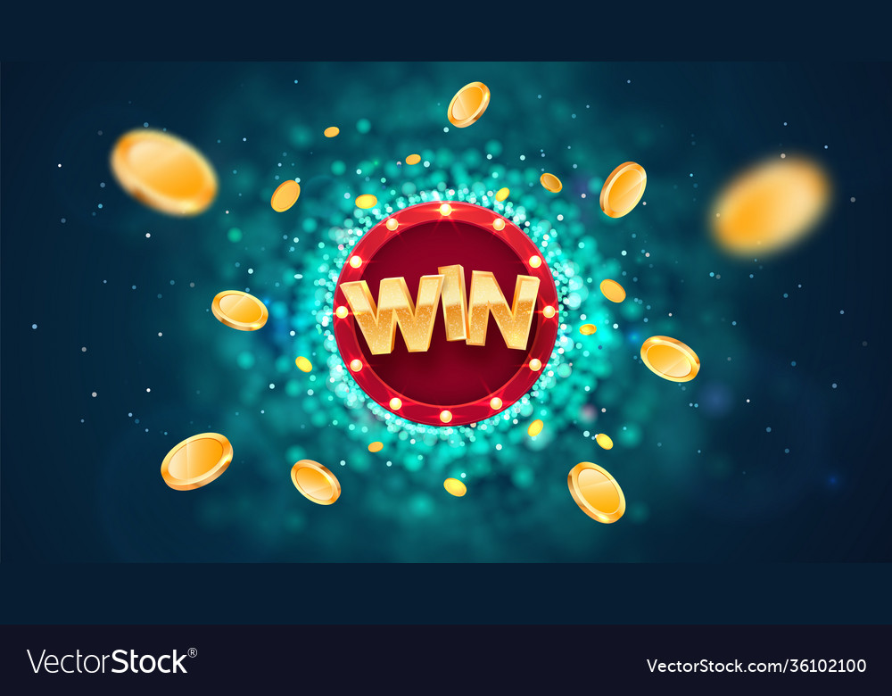 Celebration win gold text on retro red board Vector Image