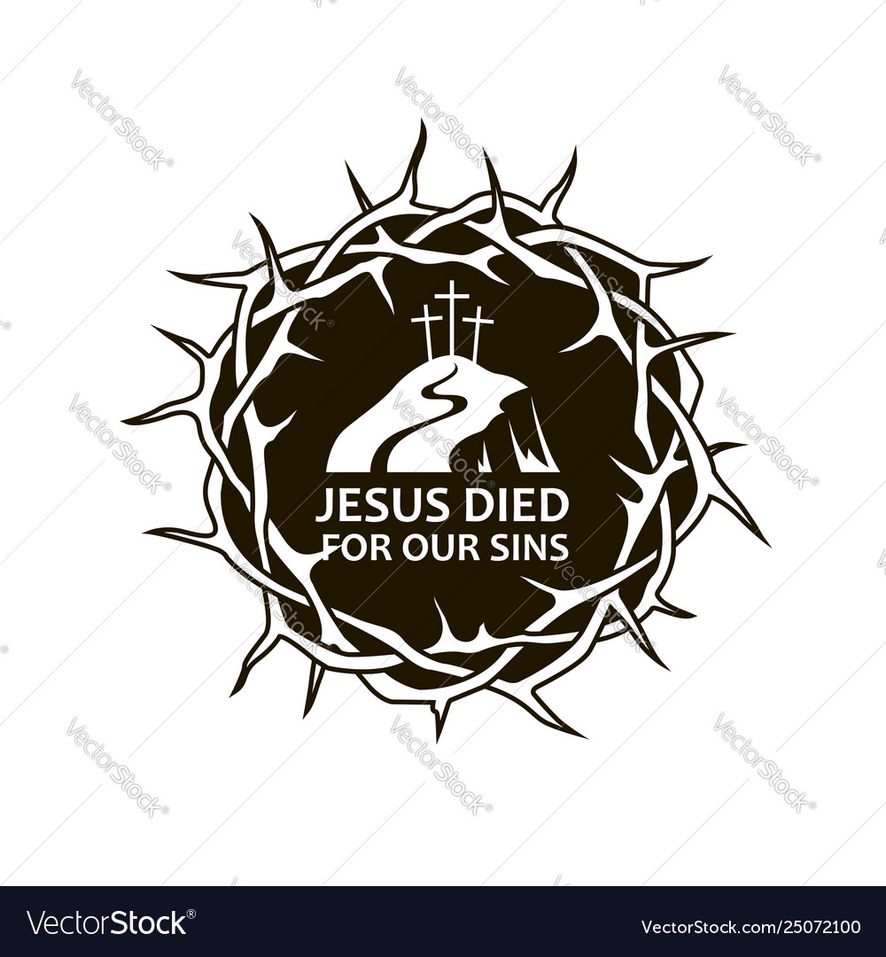 Crown thorns and cross Royalty Free Vector Image