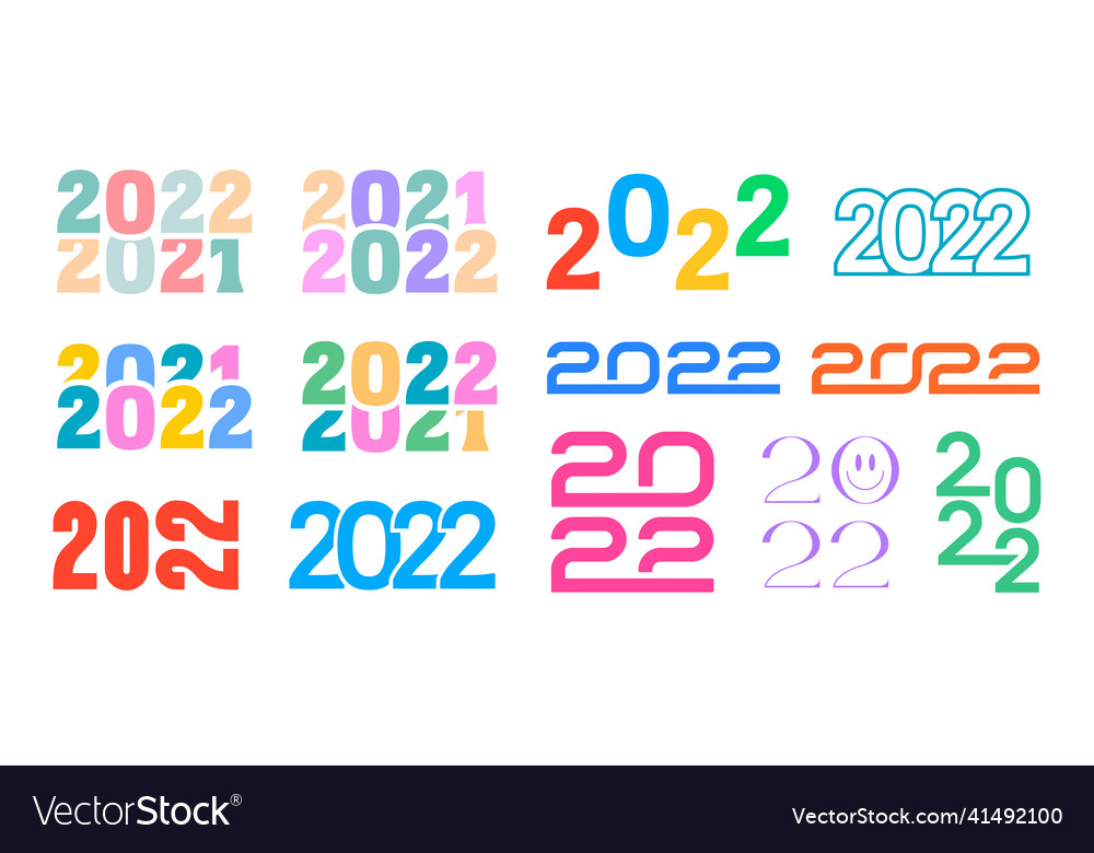 Happy new year 2022 typographic logo signs Vector Image