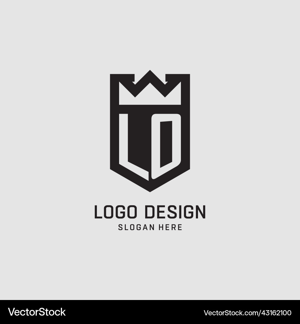 Initial lo logo shield shape creative esport Vector Image