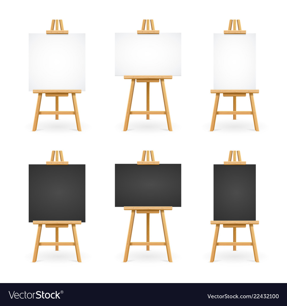 Realistic detailed 3d white and black blank easel Vector Image