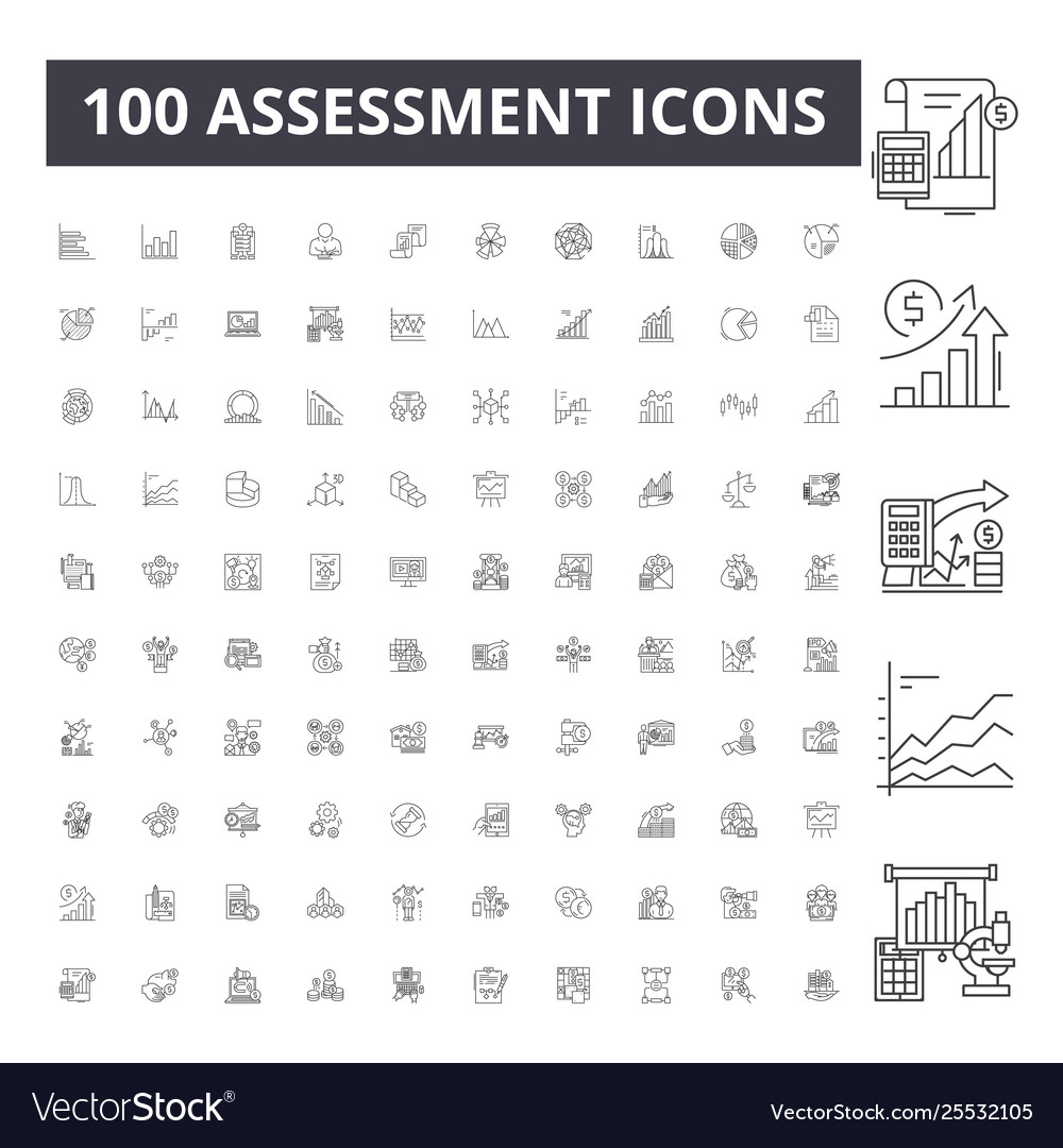 Assessment Line Icons Signs Set Outline Royalty Free Vector