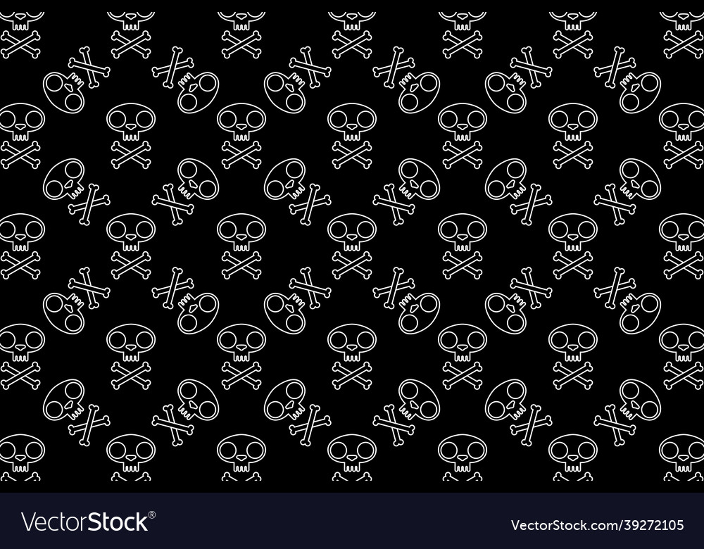 Cat skull symbol with crossed bones pattern black vector image Cat skull symbol with crossed bones pattern black