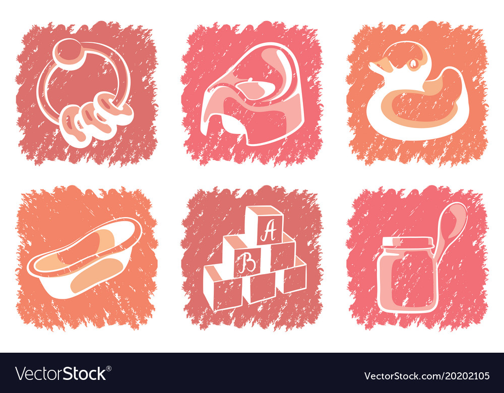 pink childrens icons royalty free vector image