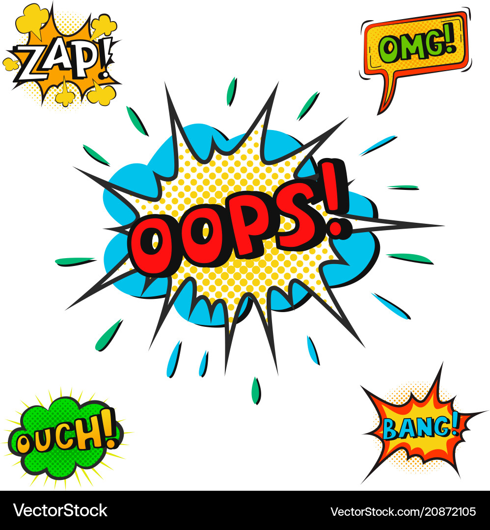 Pop art comic speech bubble boom effects Vector Image