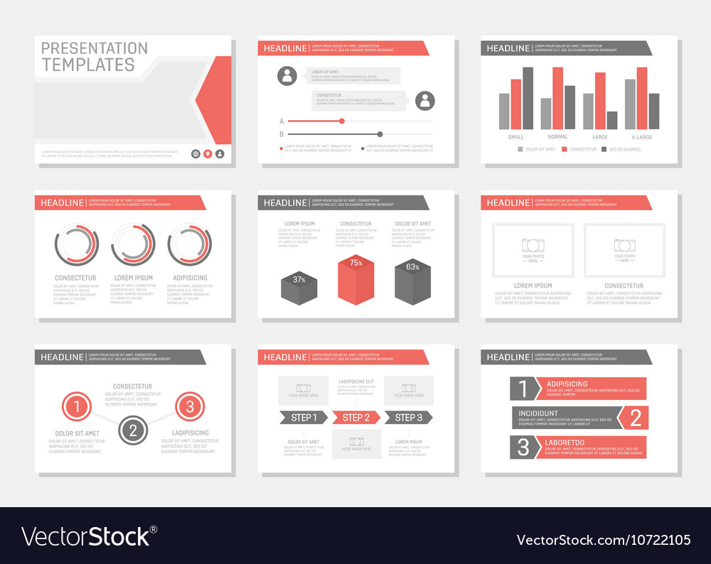 Set of red and gray template for multipurpose Vector Image