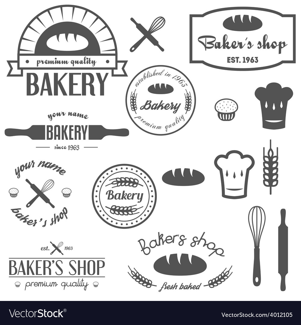 Set of vintage bakery logos labels badges Vector Image