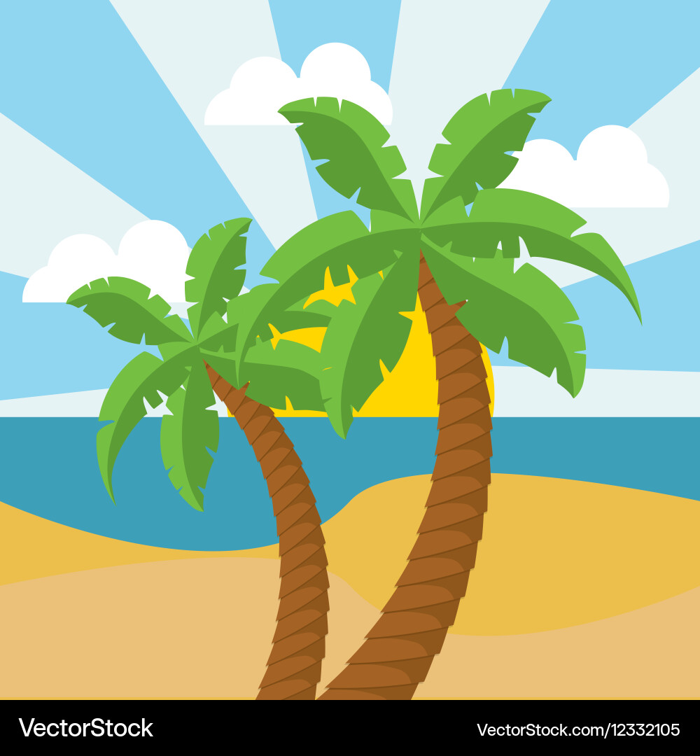 Summer palms tree Royalty Free Vector Image - VectorStock