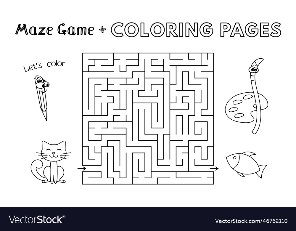 Cartoon cat maze game Royalty Free Vector Image