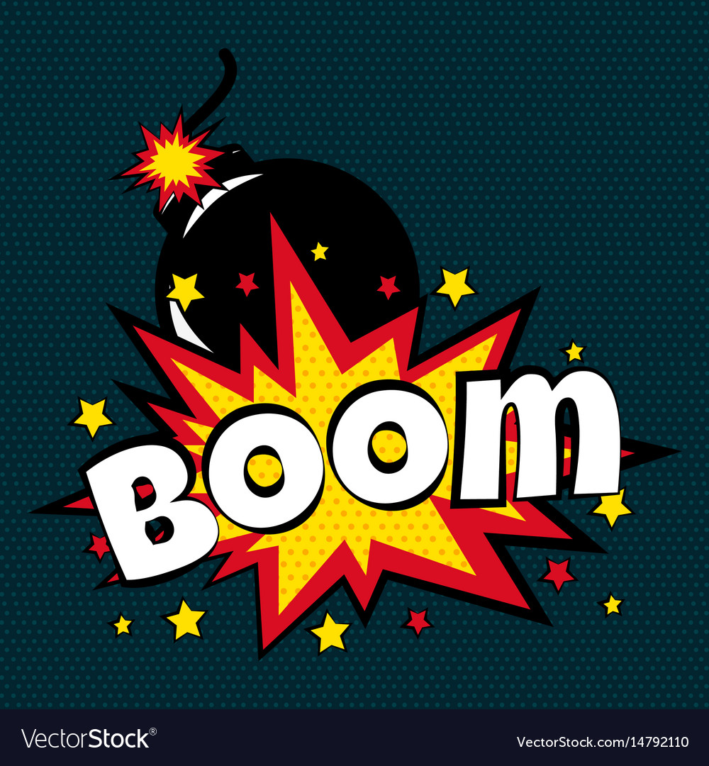 Cartoon comic boom bubbles labels with text and Vector Image