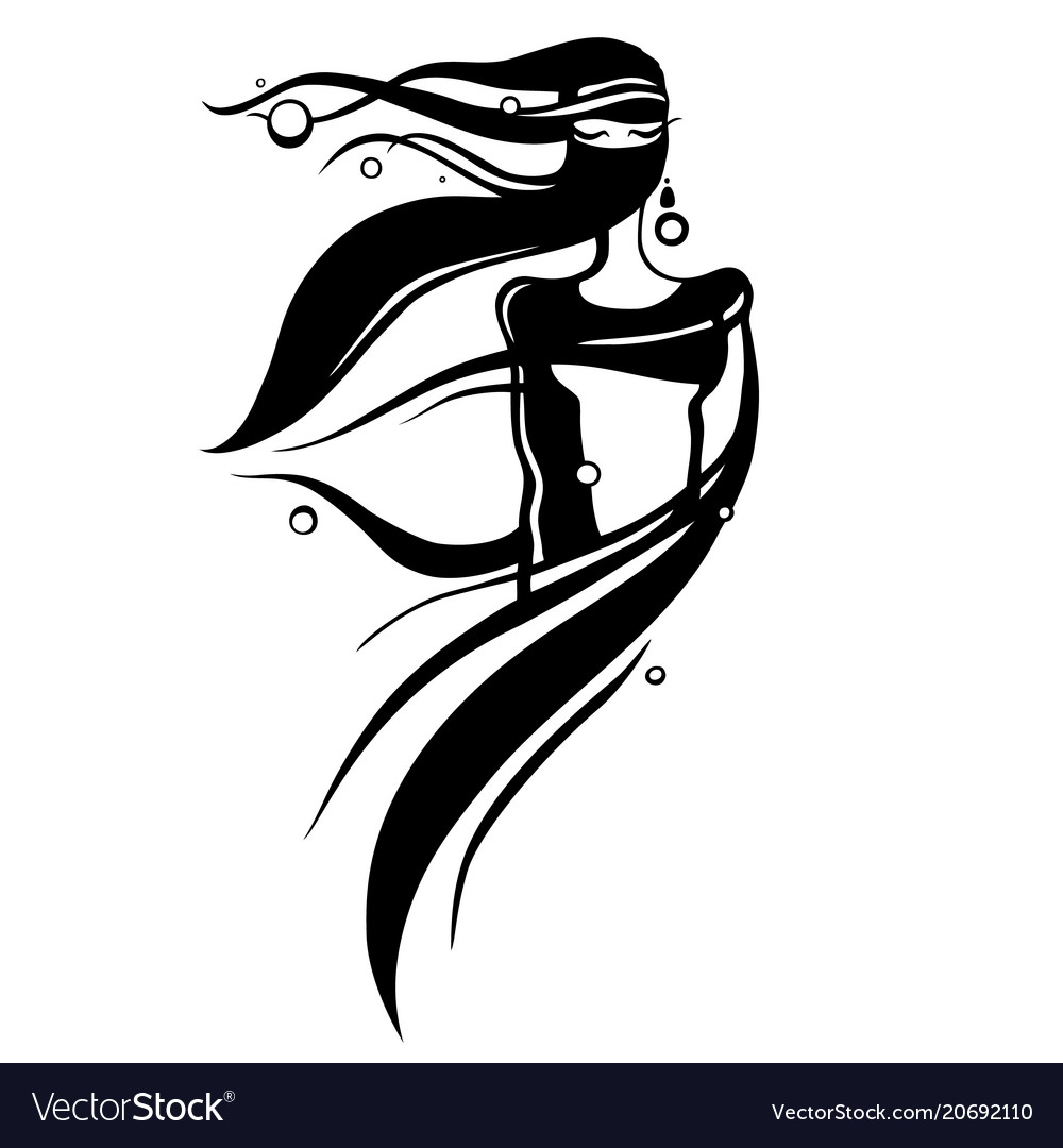 Eastern Woman Silhouette Hand Drawn Royalty Free Vector