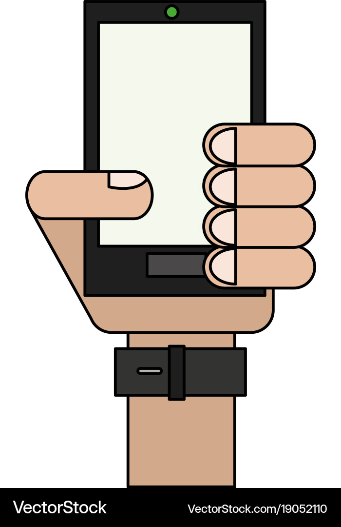 Hand holding smartphone Royalty Free Vector Image