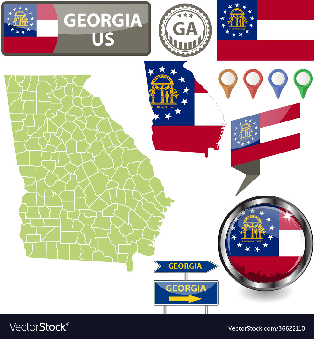 Map Georgia Us Royalty Free Vector Image - VectorStock