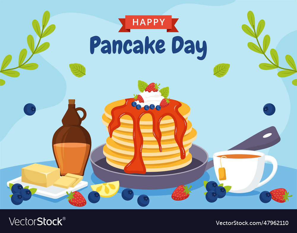 Pancake day social media background flat cartoon Vector Image